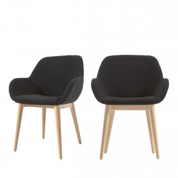 Konna - 2 chaises en tissu bouclette et bois