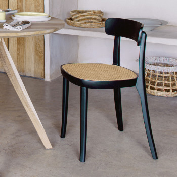 Romane - Lot de 2 chaises bistrot en bois massif et rotin