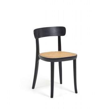 Romane - Lot de 2 chaises bistrot en bois massif et rotin