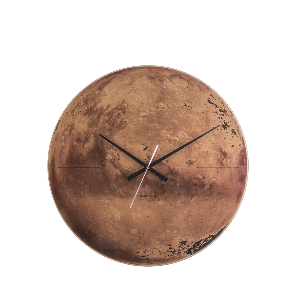 Mars - Horloge murale ronde en verre ø60cm - Couleur - Brun