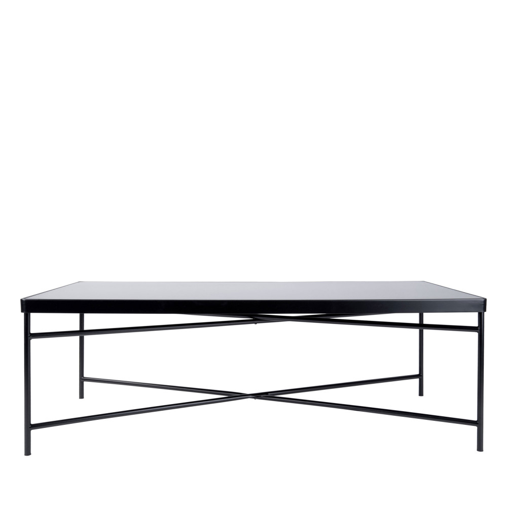 Table basse avec plateau en verre noir de 82 cm et structure en acier