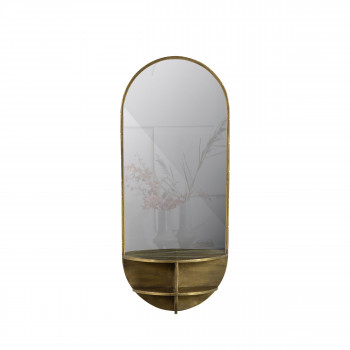 Look - Miroir ovale avec étagère en laiton