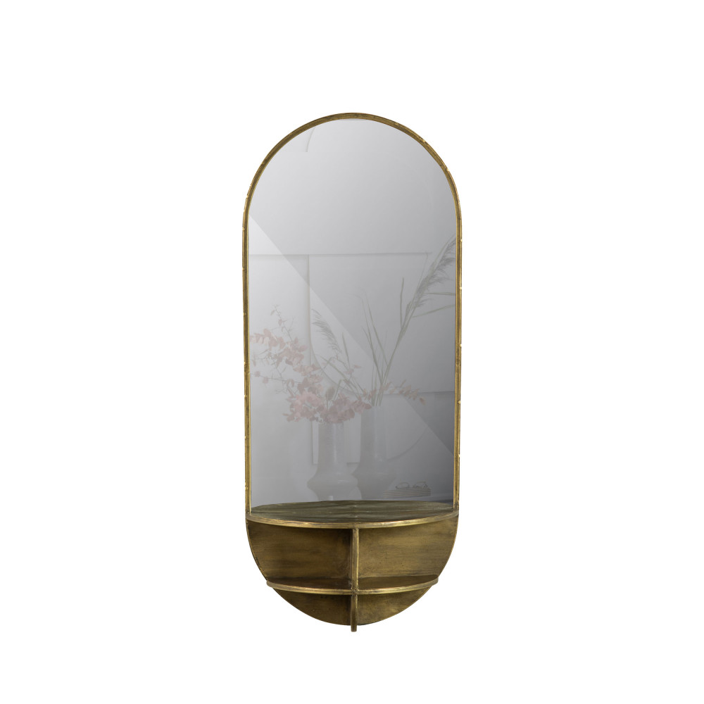 Look - Miroir ovale avec étagère en laiton - Couleur - Laiton