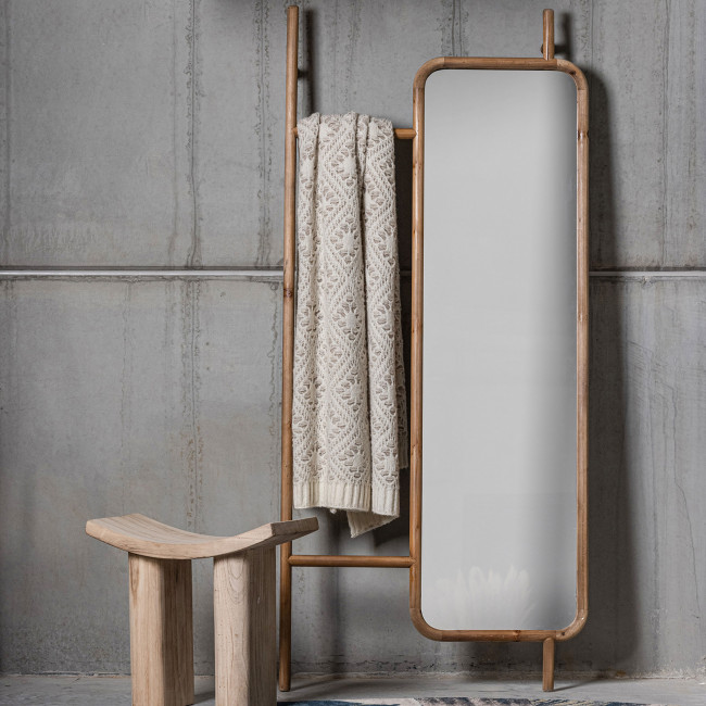 Persona - Miroir ovale avec portant en bambou