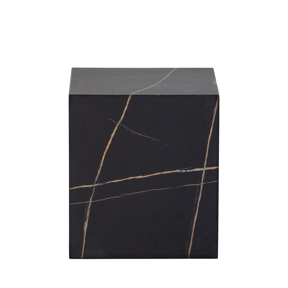 Benji - Table d'appoint effet marbre H45xL40cm - Couleur - Noir