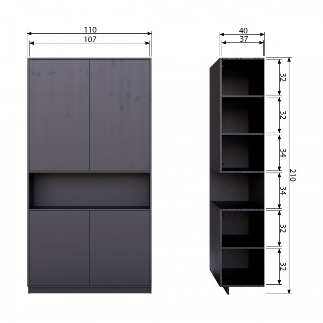 Finca - Meuble de rangement en bois massif de pin L110cm