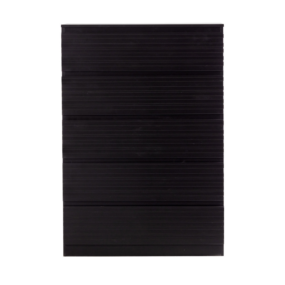 Jente - Commode 5 tiroirs en bois massif de pin - Couleur - Noir
