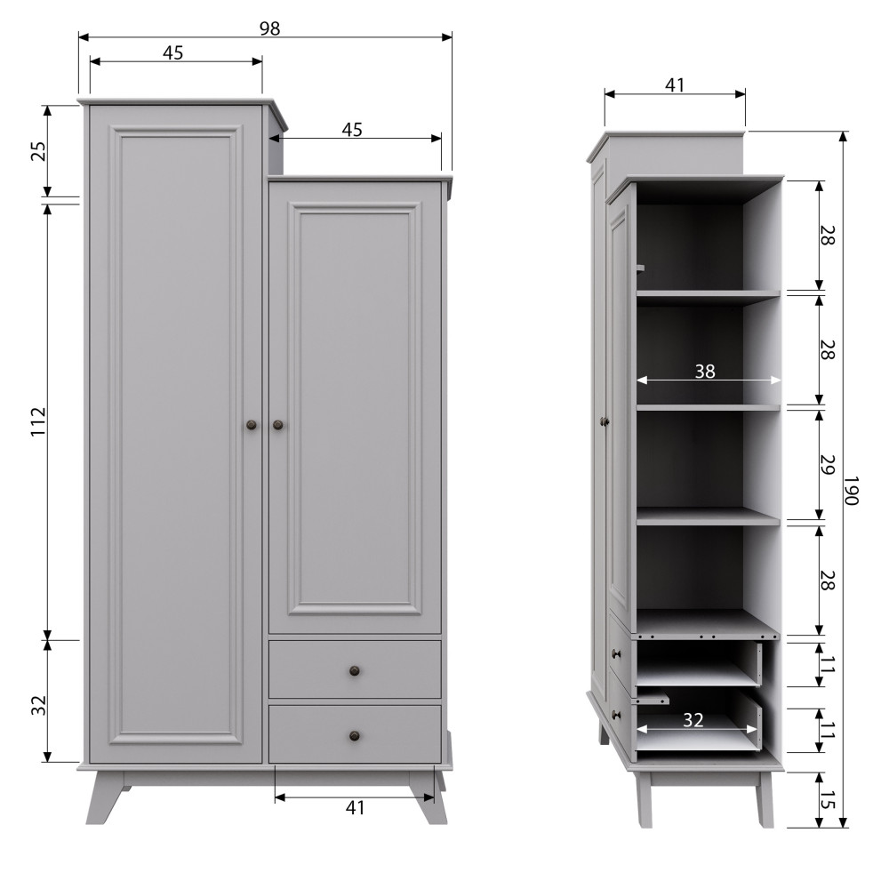 Armoire pour enfant en pin massif Woood - LILY