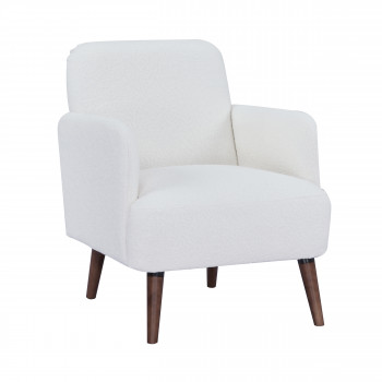 Brooks - Fauteuil rétro en tissu bouclette pieds bois foncé