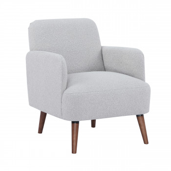 Brooks - Fauteuil rétro en tissu bouclette pieds bois foncé