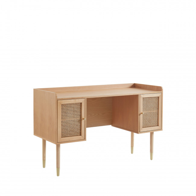 Bombong - Bureau 2 portes en bois et cannage L130cm