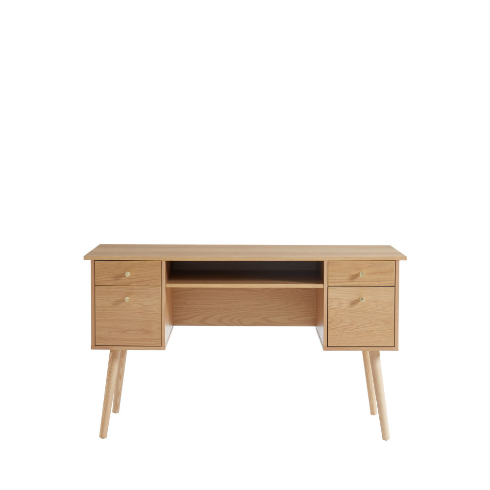 Grude - Bureau 4 tiroirs en bois L130cm - Couleur - Bois clair