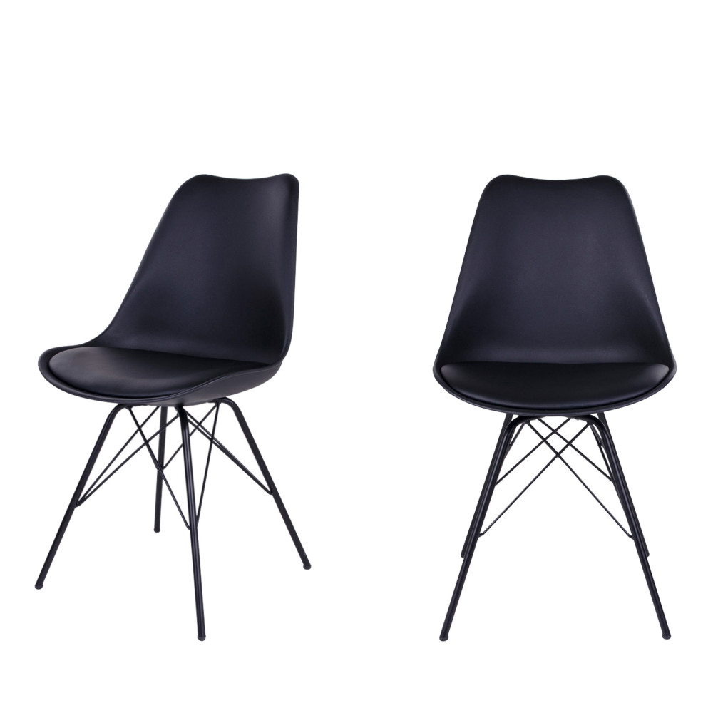 Oslo - Lot de 2 chaises en simili et métal - Couleur - Noir