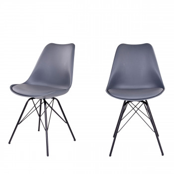 Oslo – Lot de 2 chaises en simili et métal