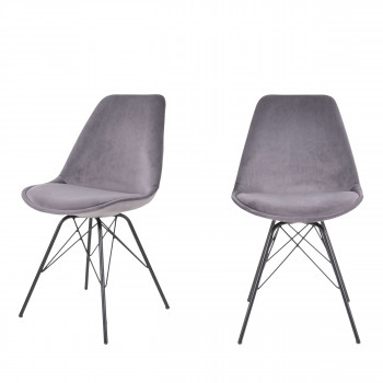 Oslo - Lot de 2 chaises en velours et métal