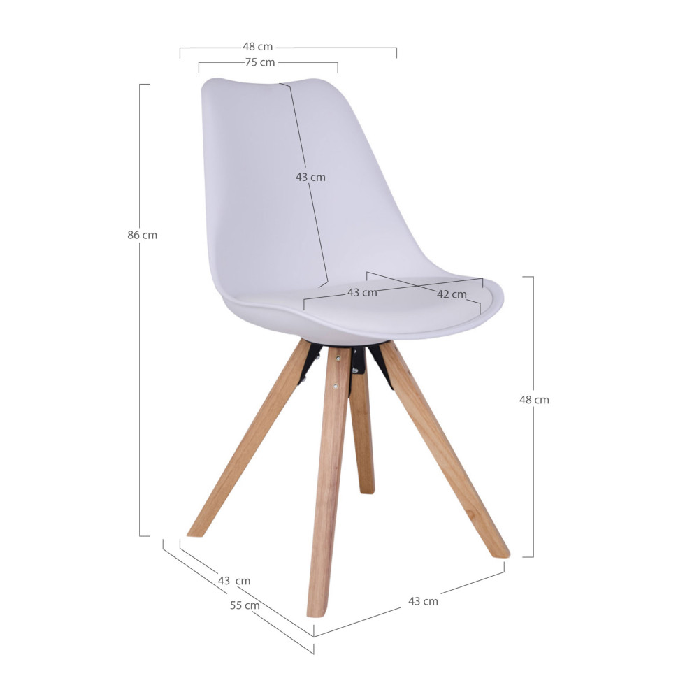 BERGEN table de chevet scandinave 45 cm sur pieds Bois et Blanc 2