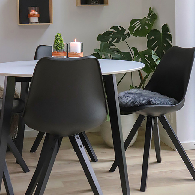 Bergen - Lot de 2 chaises en simili et pieds en bois noir