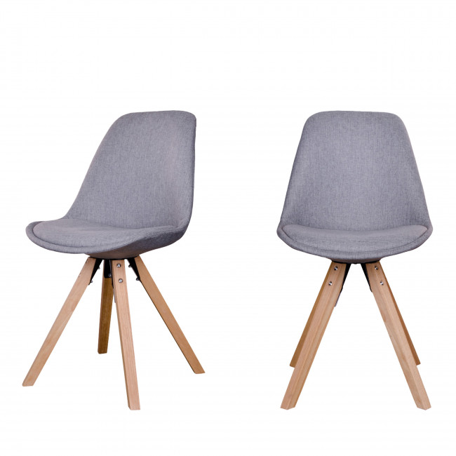 Bergen - Lot de 2 chaises en tissu et pieds en bois naturel