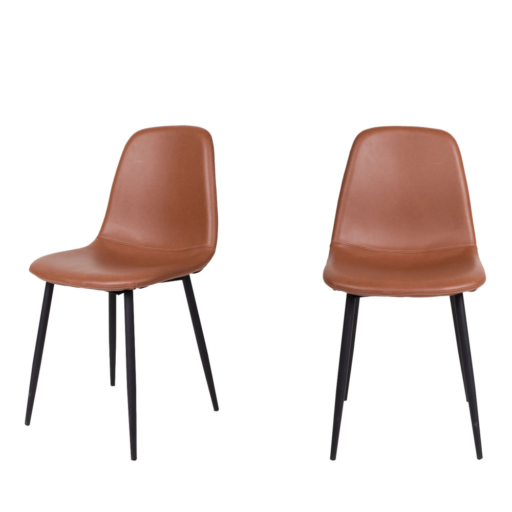 Stockholm - Lot de 2 chaises en simili et métal - Couleur - Marron