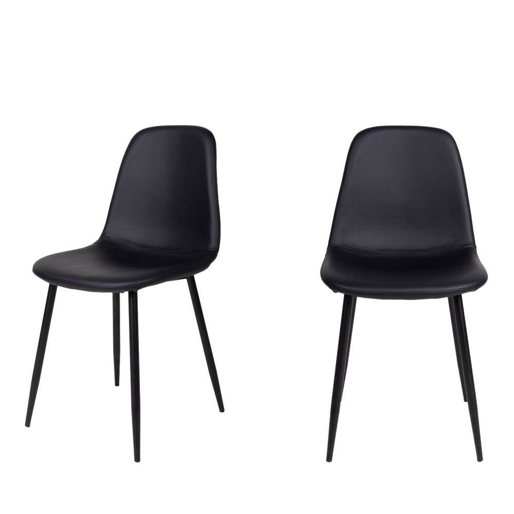 Stockholm - Lot de 2 chaises en simili et métal - Couleur - Noir