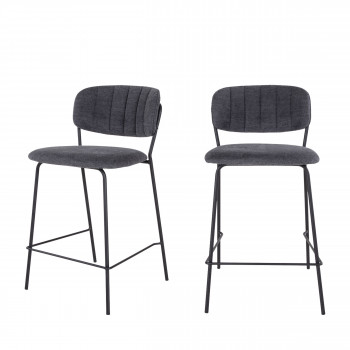 Alicante - Lot de 2 chaises de bar en tissu et métal