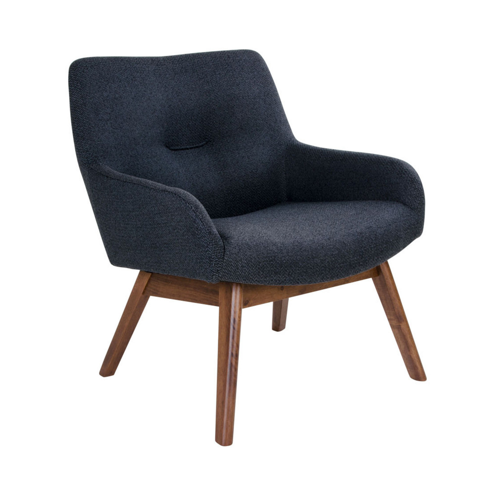 London - Fauteuil en tissu et pieds en bois naturel - Couleur - Gris foncé