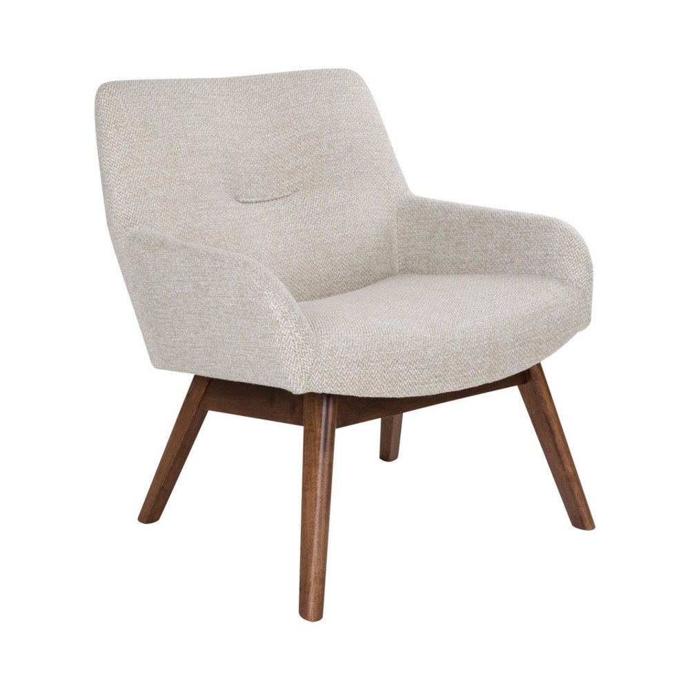 london - fauteuil en tissu et pieds en bois naturel - couleur - ecru