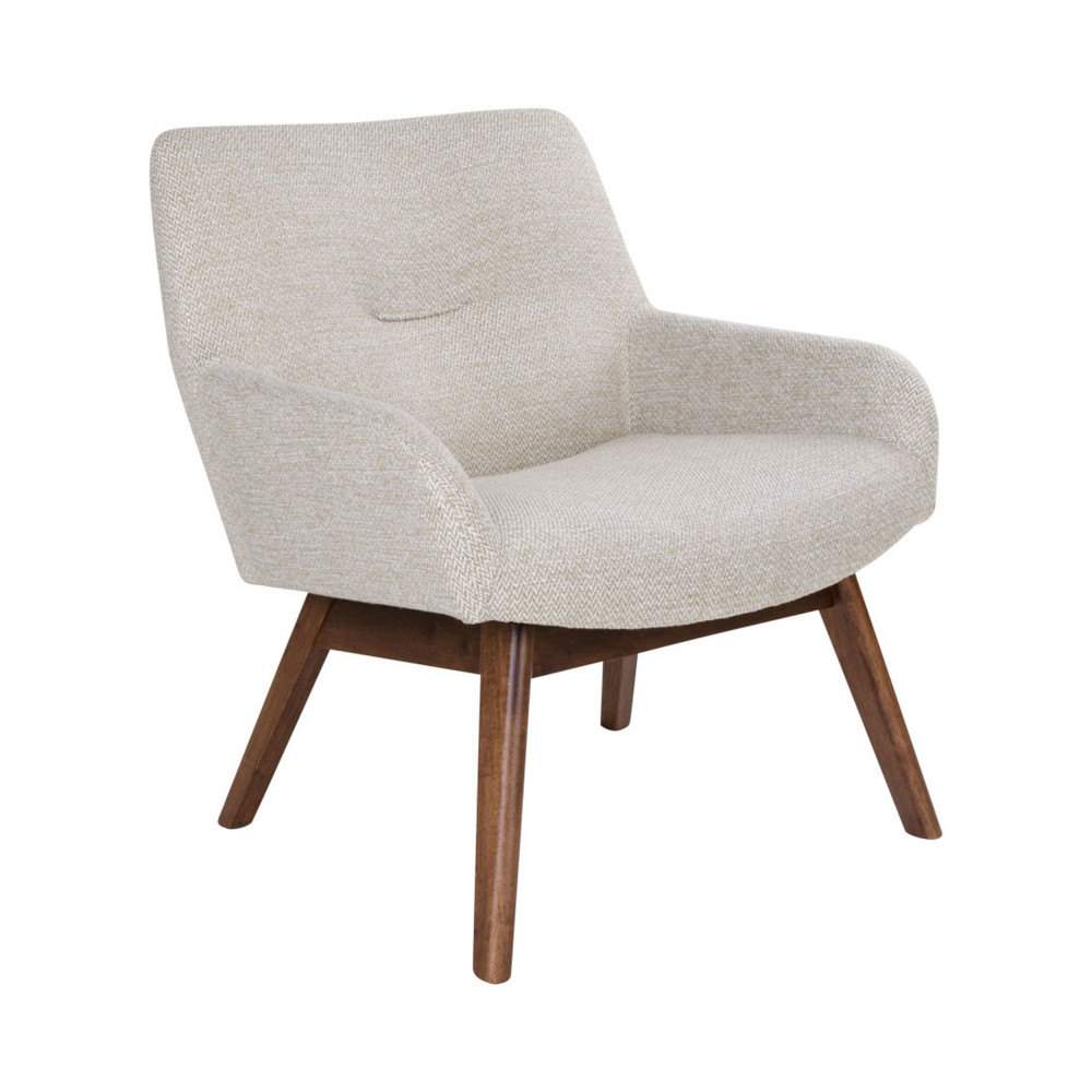 London - Fauteuil en tissu et pieds en bois naturel - Couleur - Ecru