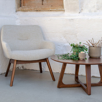 London - Fauteuil en tissu et pieds en bois naturel