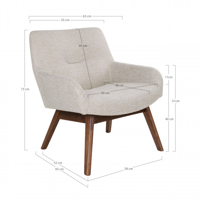 London - Fauteuil en tissu et pieds en bois naturel