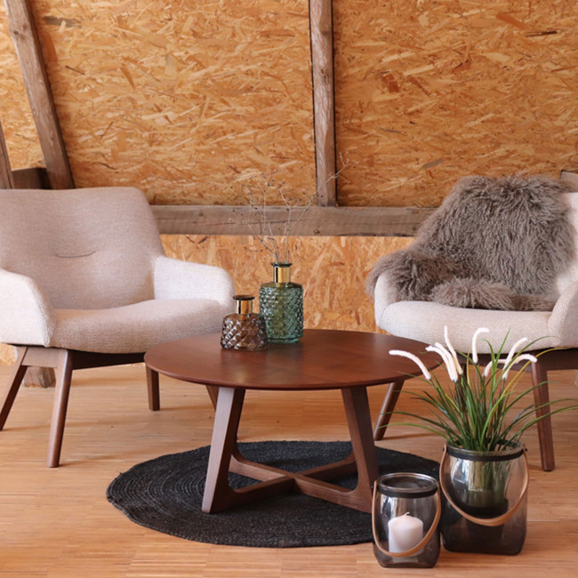 London - Fauteuil en tissu et pieds en bois naturel