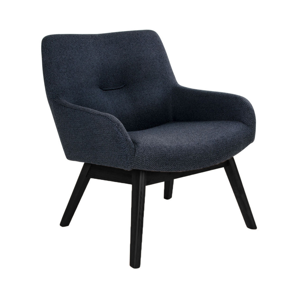 London - Fauteuil en tissu et pieds en bois noir - Couleur - Gris foncé