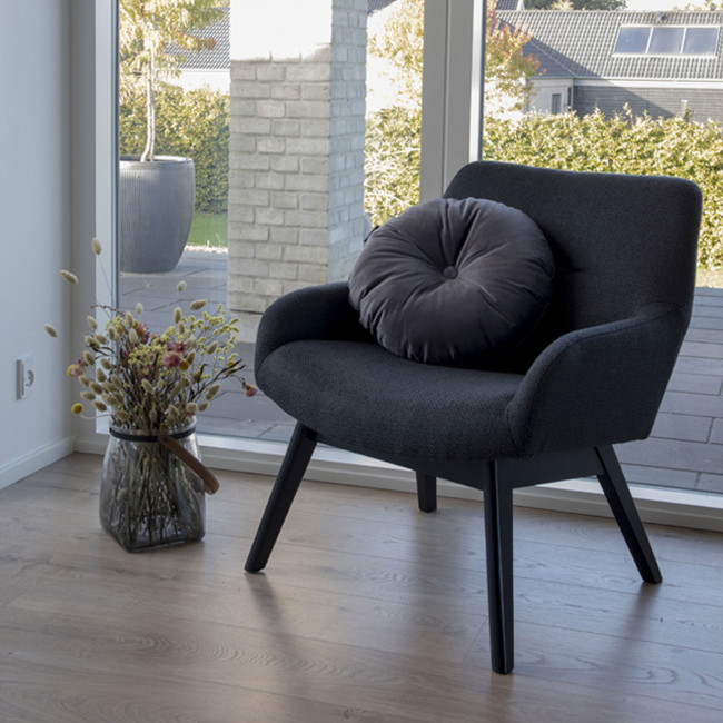 London - Fauteuil en tissu et pieds en bois noir