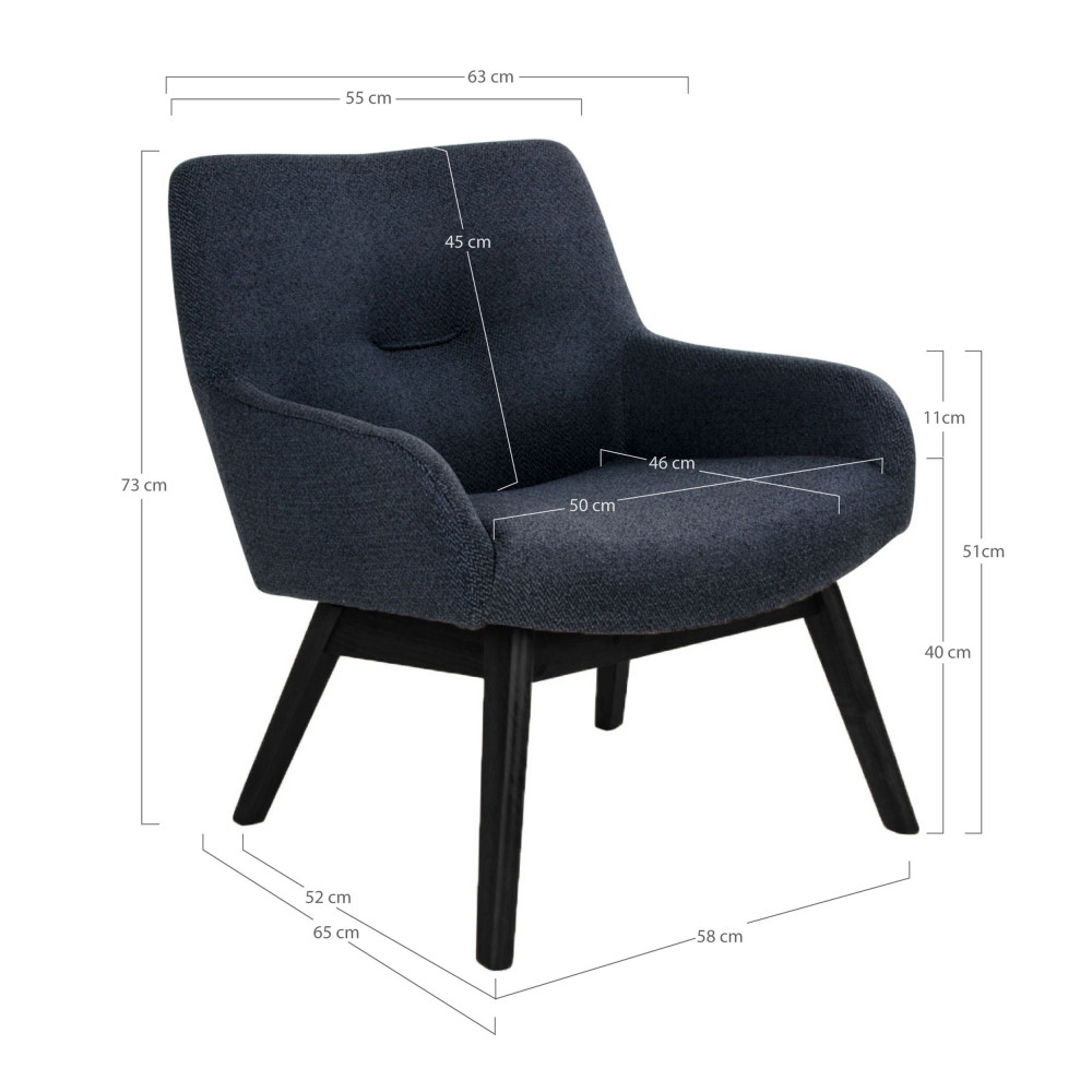 Fauteuil en tissu et pieds en bois noir House Nordic - LONDON