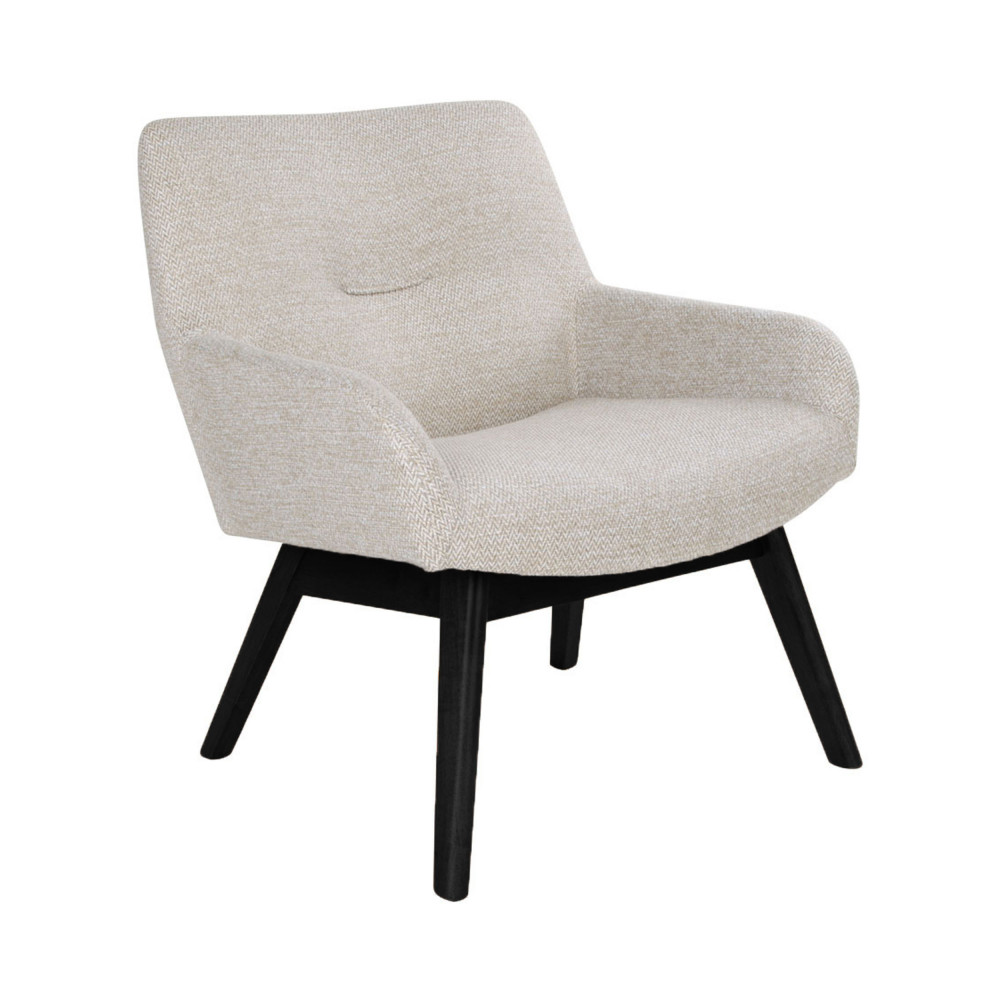 london - fauteuil en tissu et pieds en bois noir - couleur - ecru