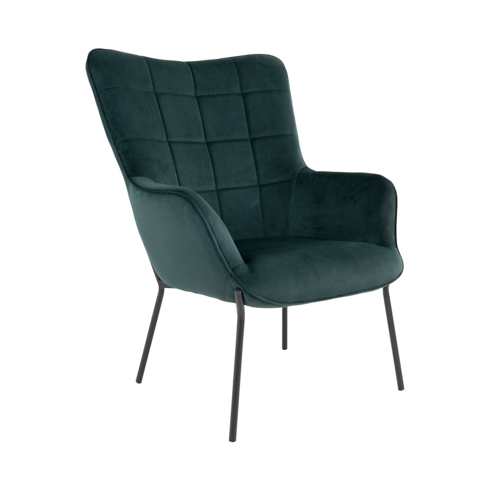 glasgow - fauteuil en velours et métal - couleur - vert forêt