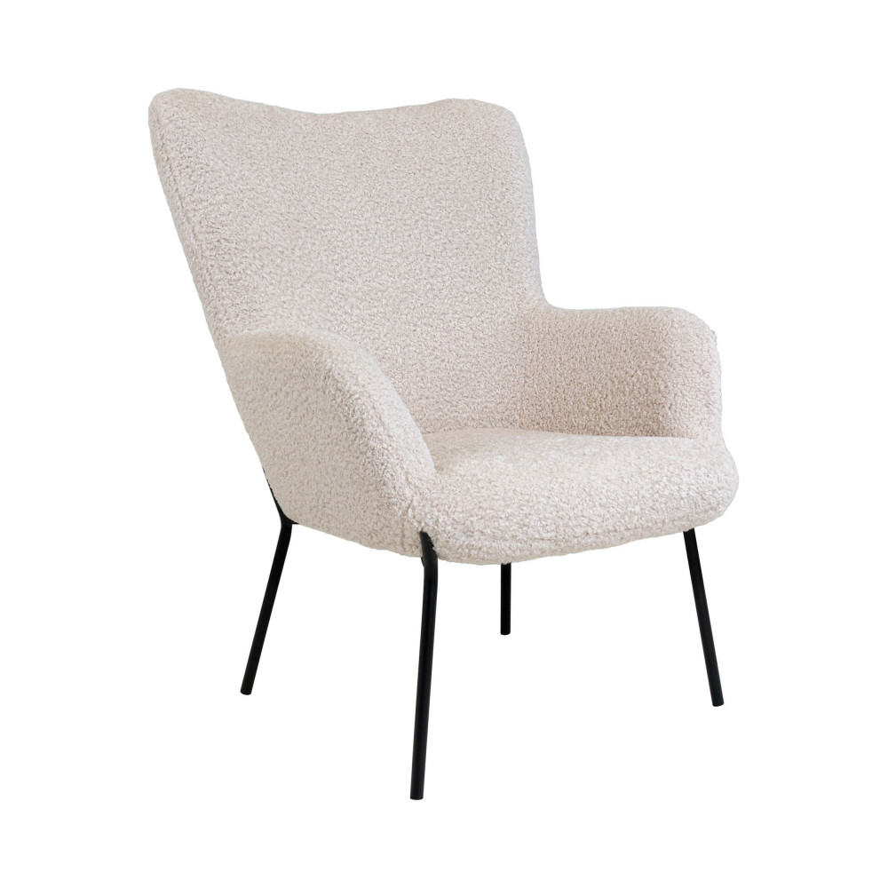glasgow - fauteuil en tissu bouclette et métal - couleur - blanc