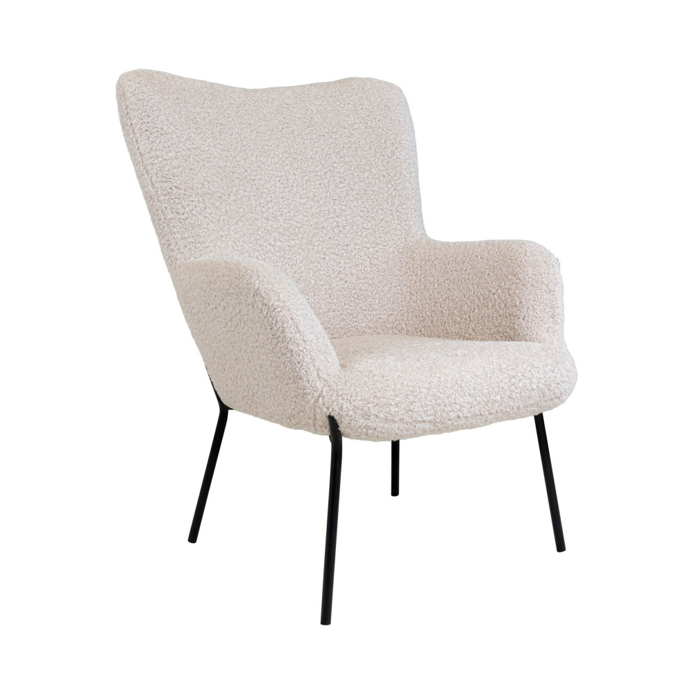 Glasgow - Fauteuil en tissu bouclette et métal - Couleur - Blanc