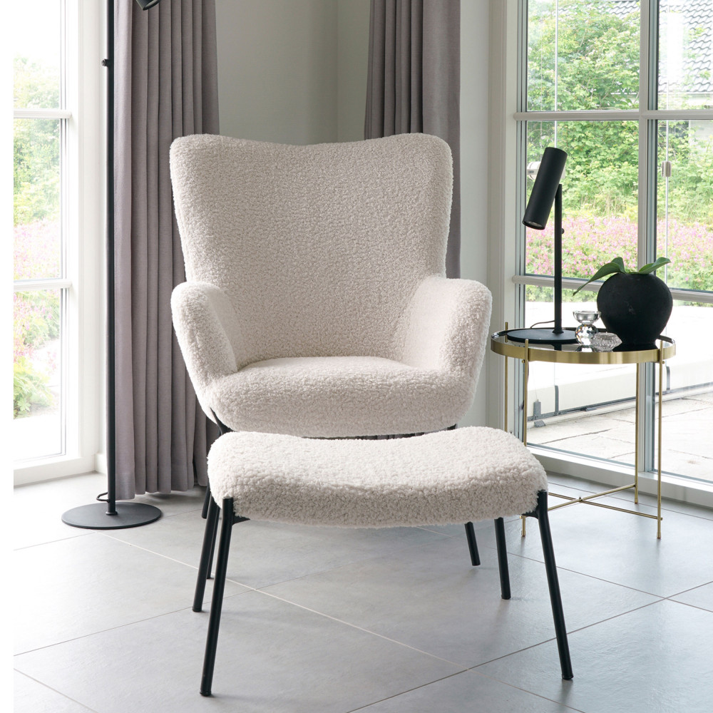 Fauteuil en tissu bouclette et métal House Nordic - GLASGOW