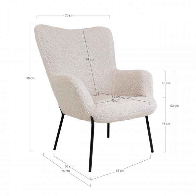 Glasgow - Fauteuil en tissu bouclette et métal