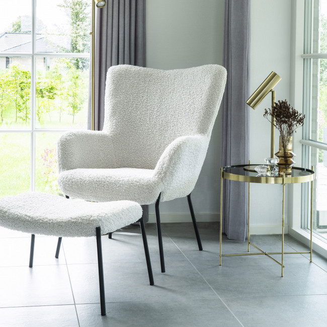 Glasgow - Fauteuil en tissu bouclette et métal