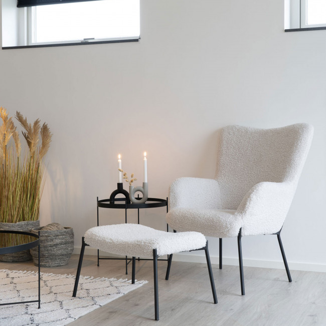 Glasgow - Fauteuil en tissu bouclette et métal