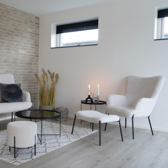 Glasgow - Fauteuil en tissu bouclette et métal