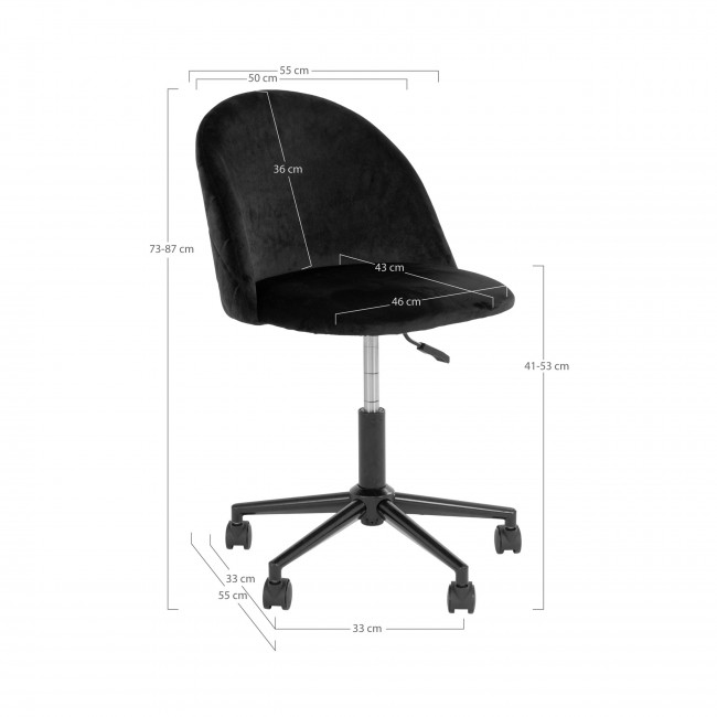 Geneve - Chaise de bureau à roulettes en velours