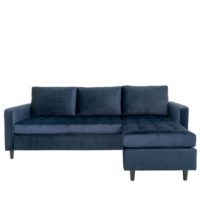 Firenze - Canapé d'angle réversible en velours et pieds en bois noir L219cm