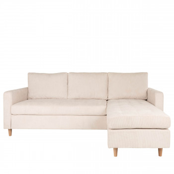 Firenze - Canapé d'angle réversible en velours côtelé et pieds en bois naturel L219cm