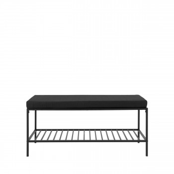 Vita - Banc en tissu et métal avec étagère L100cm