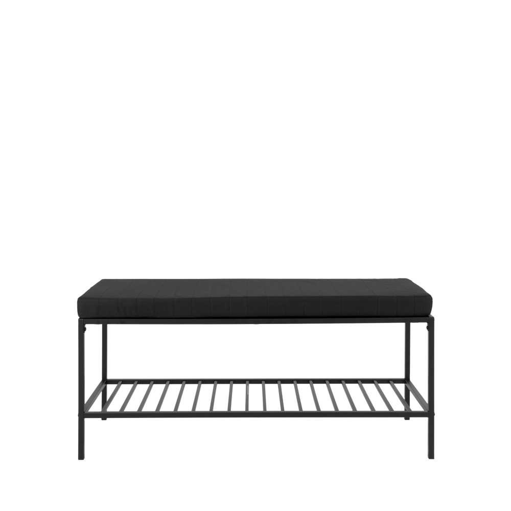 Vita - Banc en tissu et métal avec étagère L100cm - Couleur - Noir