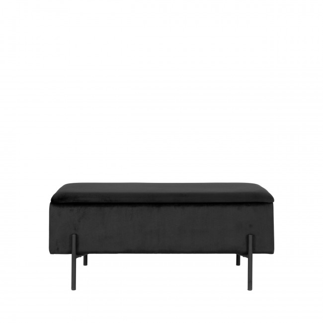 Watford - Banc avec coffre de rangement en velours et métal