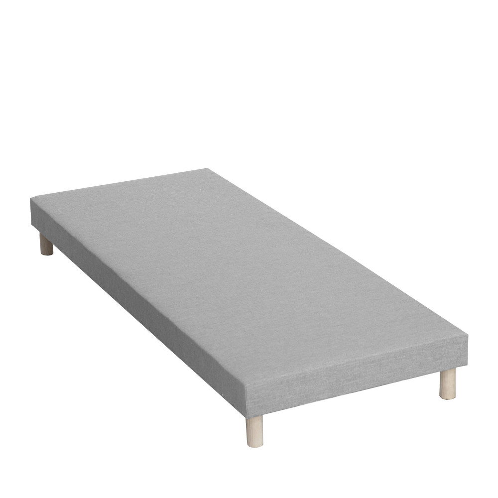Bree - Sommier tapissier 90x190cm en bois massif à lattes recouvertes - Couleur - Gris